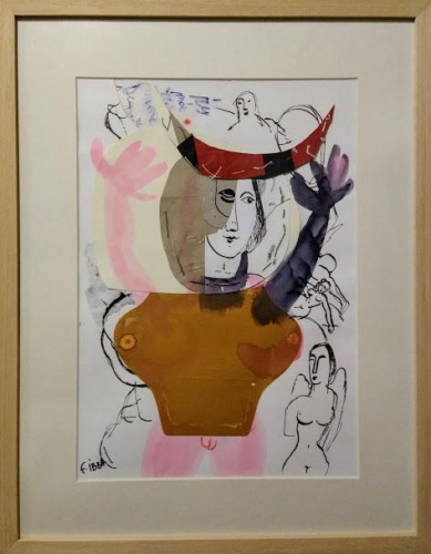 Work on paper with cardboard passepartout